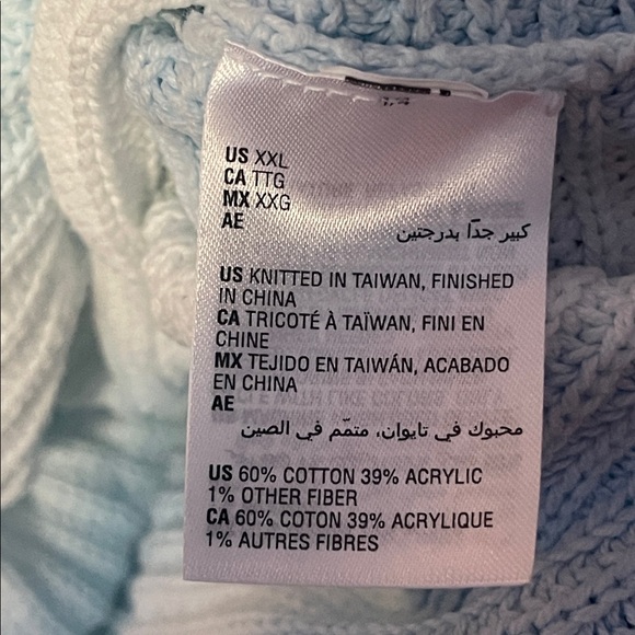 Sky Blue V-Neck Sweater Size XXL - Picture 4 of 5